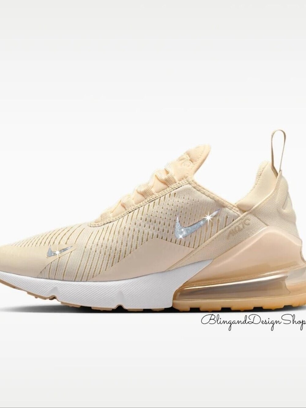 Swarovski Nike Air Max 270 Linen Chalk Sneakers Blinged with Crystals